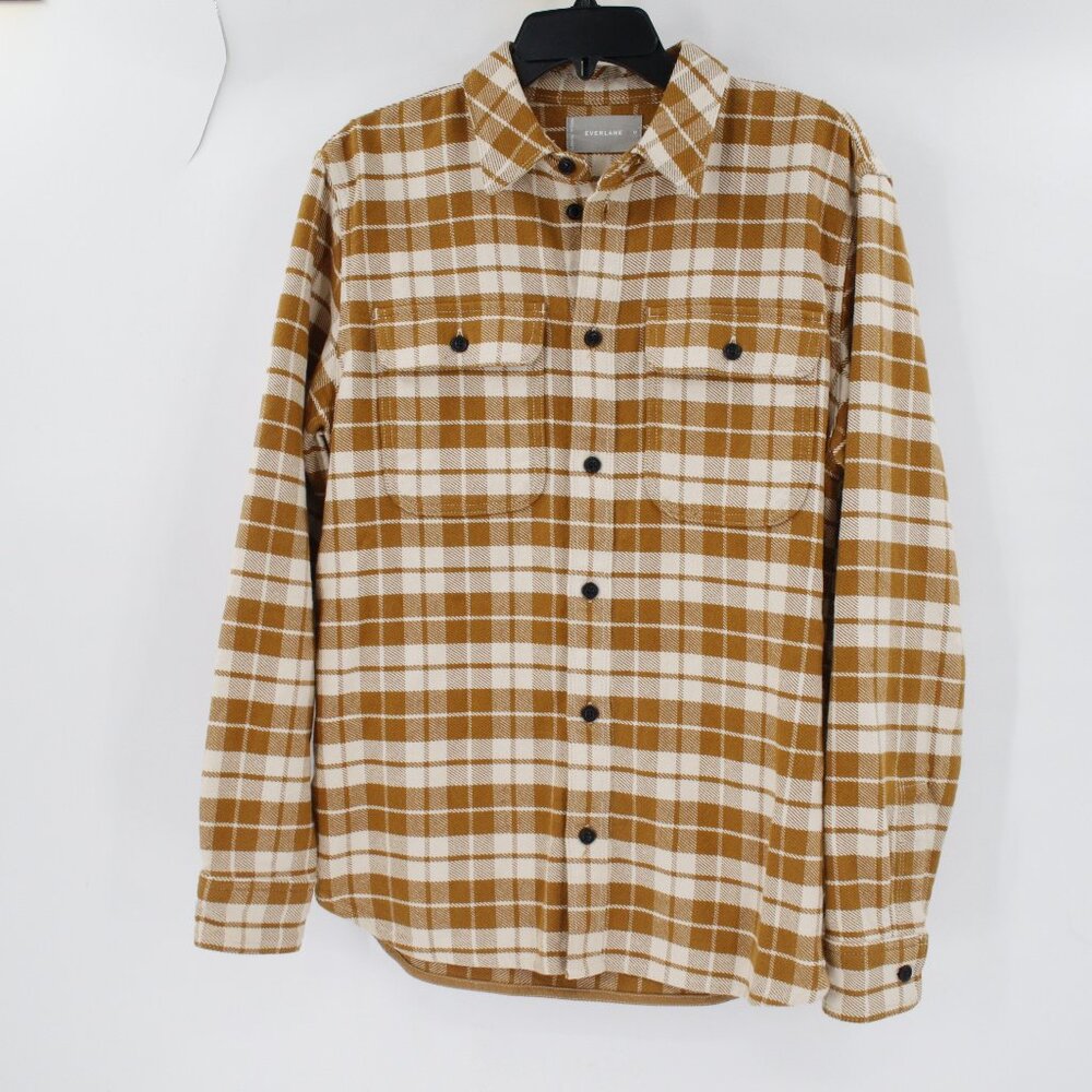 Everlane Heavyweight Overshirt mens medium plaid cotton Shacket Layering casual